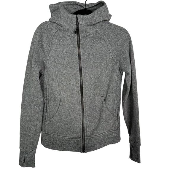 Lululemon Womens 6 Heathered Speckled Black Gray Scuba Hoodie III French Terry - Picture 1 of 9